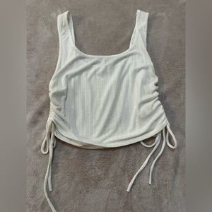 white cropped, ties on side, tank top